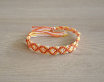 Friendship Bracelet, friendship bracelet, orange white yellow, handmade, woven