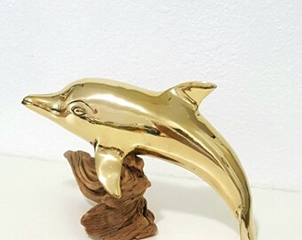Vintage Brass Dolphin. Home Decor.