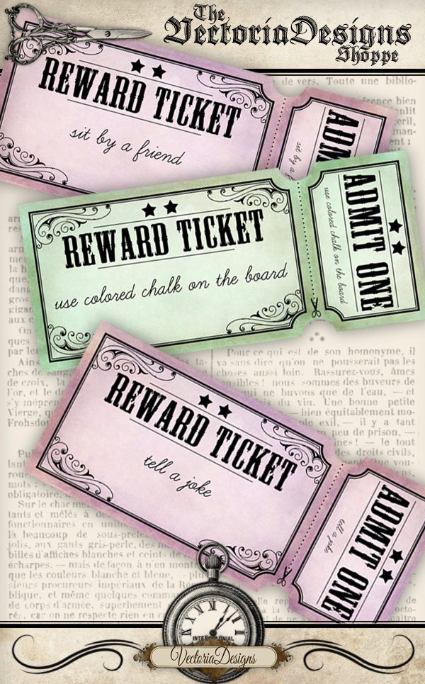 Printable Reward Tickets for Teachers