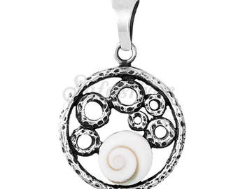 Round Shiva Eye Silver Pendant