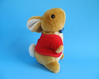 Vintage Peter Rabbit Stuffed Animal Toy by Eden Beatrix Potter 1980s Toy Red Jacket Blue Bow tie