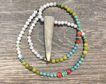 Earth-Air-Water-Fire Deer Antler Tine Necklace