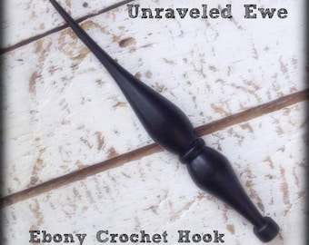 Wooden Crochet Hook / Hand-turned Ebony Crochet Hook