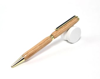Handmade Oak Wood Pen with Gold Accents - Ballpoint - Wooden Pen - Custom
