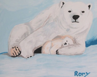 Polar Bears, an acrylic on canvas painting by Rory an artist with autism