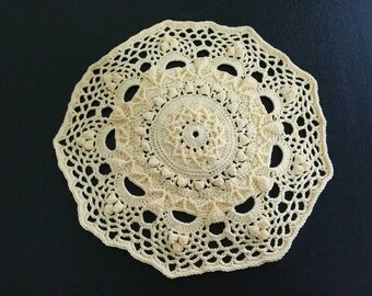 Handmade Doily - Yellow 7.5" ( 19cm )