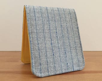 Mens Slim Wallet / Minimalist BiFold Wallet / Grey Pinstripe Wool