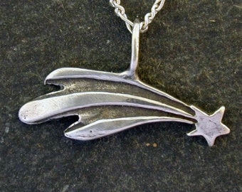 Sterling Silver Shooting Star Meteorite Pendant on a Sterling Silver Chain.