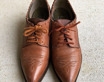 Vintage 1970's Zodiac Womens Western Oxford Shoe / Low Ankle Boot / Booties 8 8.5 9