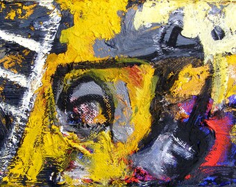 Footnote 5x7 abstract oil painting urban expressionism