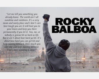 Rocky Balboa Quote Color Print Poster or Canvas