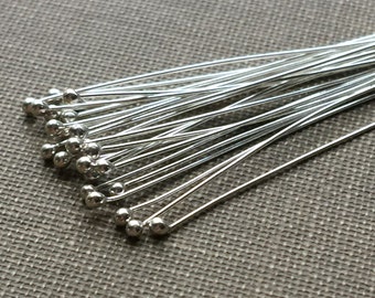 Sterling Silver Headpins 28 gauge 2" Package of 25 Pieces