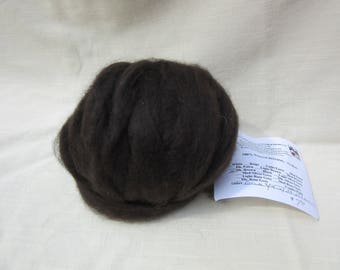 2 oz. Dark Brown Alpaca Roving - for Spinning, Nuno Felting or Needlefelting