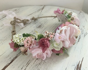 Flower crown- Floral crown- baby Flower crown, Bridal Flower crown, Flower girl Headband- Well Dressed Wolf