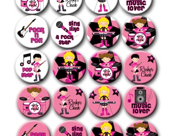 Rock star Party Favors Tween Girl Birthday Rocker Party 1.25 inch pinback buttons Party Like a Rock Star