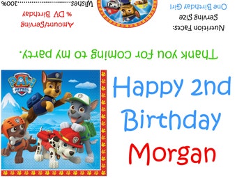 Paw Patrol Candy Bar Wrappers/Birthday Party Favors