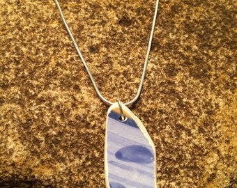 Greasy Creek Glass necklace made from antique piece of dish ware. Rare piece. Appalachian Art