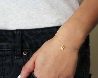 Initial Charm Bracelet / Gold Letter Bracelet / Personalized Initial Bracelet