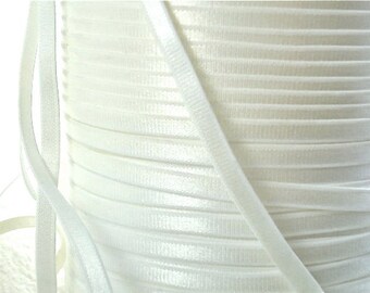 5yds Elastic Satin White Baby Headbands 1/4 inch - 6mm - Bra Strap Shiny White Lingerie Elastic by the yard