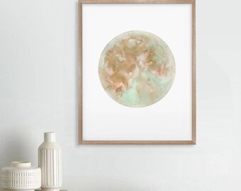 Moon Print, Moon Art, Watercolor Moon Painting Print, La Luna Print, Wall Art, Astronomy Print
