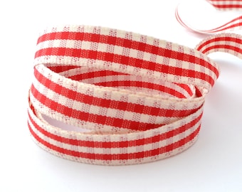 Gingham 15 mm wide polyester Ribbon