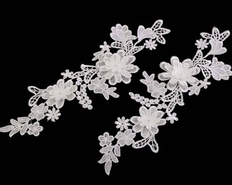 2 Lace Yoke Applique 3D 10x28 cm
