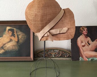 vintage 1920s cloche. 20s straw cloche hat. rare 1920s antique cloche