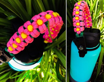 Flower Paracord Handle | Wide Mouth Ring Fastener | Handmade | Hydro Flask