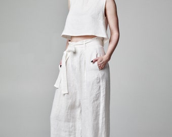 long white linen pants