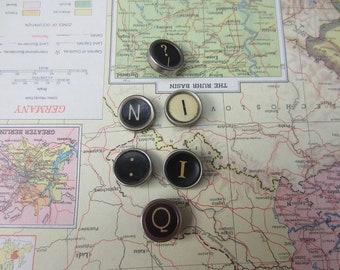 Set of Six Vintage Typewriter Keys I, N, Q, I, ?, Colon Punctuation