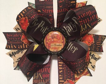 Harry Potter hogwarts gryffindor house stacked hair bow