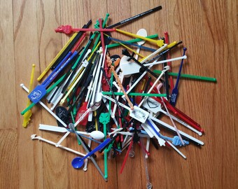 Lot of 12 Vintage Swizzle Sticks Drink Stir Souvenirs