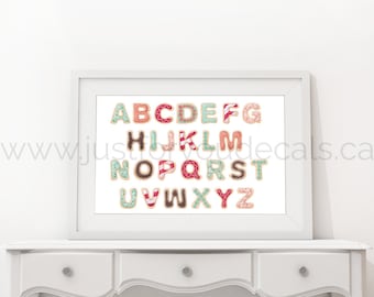 Donut Poster, Alphabet Poster - Nursery Wall Art - Playroom Poster - Alphabet Wall Art - Donut Nursery Art - Alphabet Nursery - 22-0029