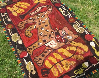 The Mighty Beast... hand hooked in wool