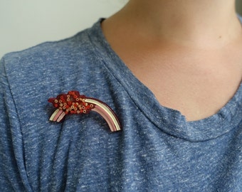 Rainbow Brooch Pin Pink Red Vintage Broach
