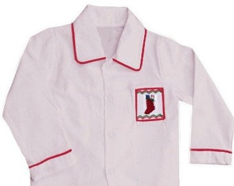 White Boys Smocked Holiday Pajamas
