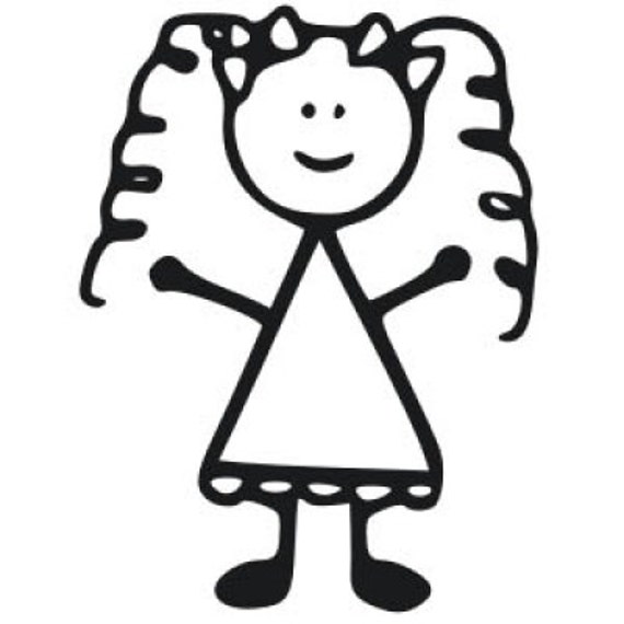 Little Girl Stick Decal Girl Car Decal Curly Hair Girl