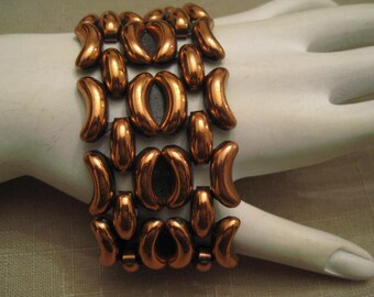 RENOIR COPPER BRACELET Wide Cuff Bracelet Connected Curved Sectotions