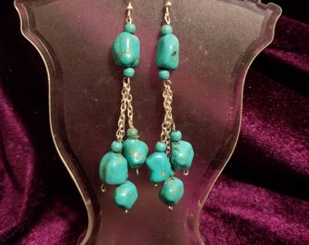 Sterling Silver Turquoise Nugget Earrings
