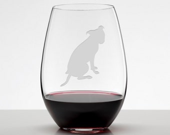 Pit Bull, Pit Bull Wine Glass, Pit Bull Glass, Pibble Etched Stemless Wineglass