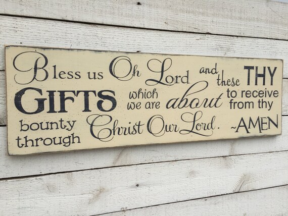 Bless us Oh Lord wooden sign Christian saying prayer grace