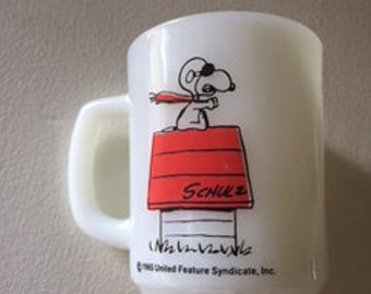 1965 Snoopy Red Baron Mug Made by Fire King