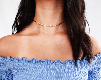 coin choker - dainty gold choker, gold disc choker, silver, minimal, delicate, dainty, layering choker, necklace