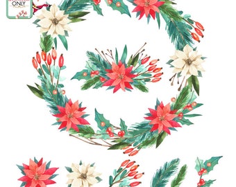 Christmas Wreath / DIGITAL DOWNLOAD / Christmas images / Vector File / Scrapbook images / Graphic Design / Christmas Clip Art