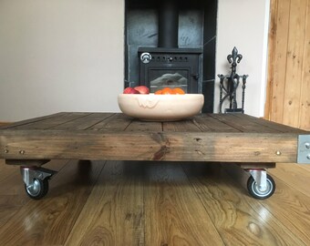 Old Industrial Style Low Cart Table.