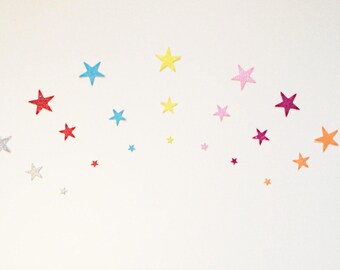 Set of adhesive stars - custom name - wood letters