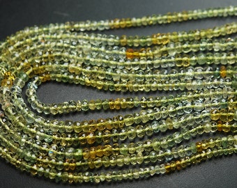13 Inches Strand,Mixed Super Fine Quality, Yellow Aquamarine Faceted Rondelles,Size 3.5-4mm