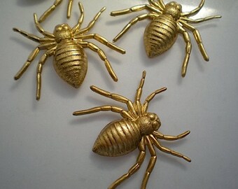 4 large brass spider charms