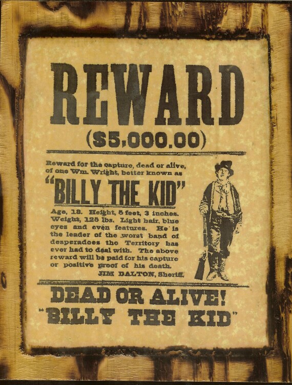 Billy the Kid Wanted Poster Wooden Plaque