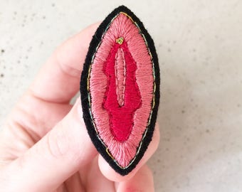 Brooch hand embroidered #9 vulva